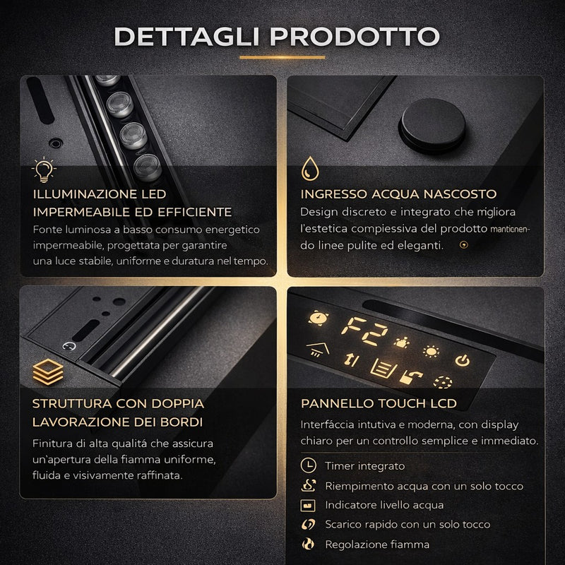 Camino elettrico a Vapore Acqueo 3D bruciatore inserto da incasso L 100 DFVAPO100