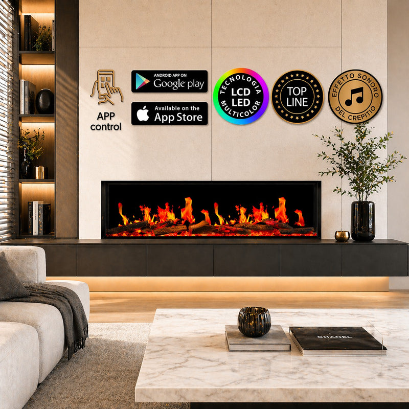 Camino elettrico da incasso tecnologia LCD LED FILADELFIA150