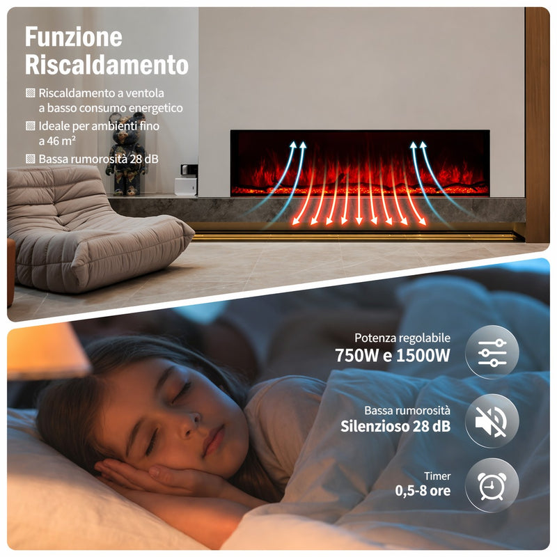 Camino elettrico da incasso tecnologia LCD LED FILADELFIA150