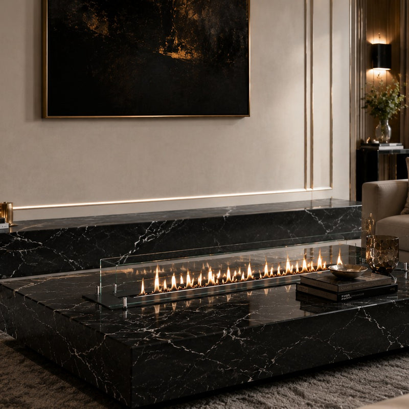 Bruciatore a incasso per camino a bioetanolo biocamino nero da L 120 DF1200VBLACK