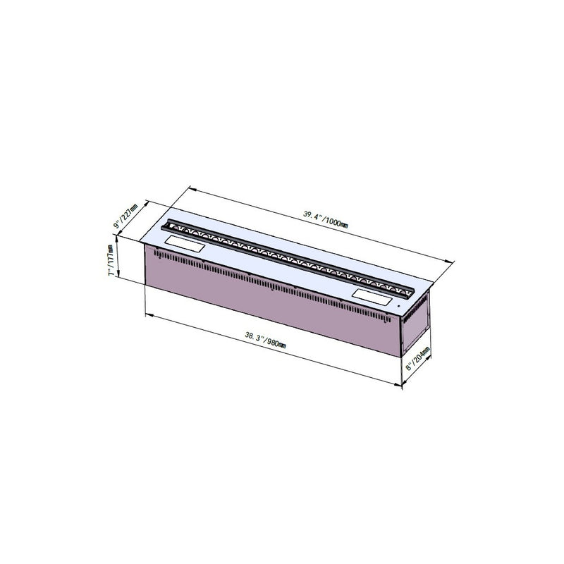 Camino elettrico a Vapore Acqueo 3D APP bruciatore inserto da incasso L 100 VAPOR100