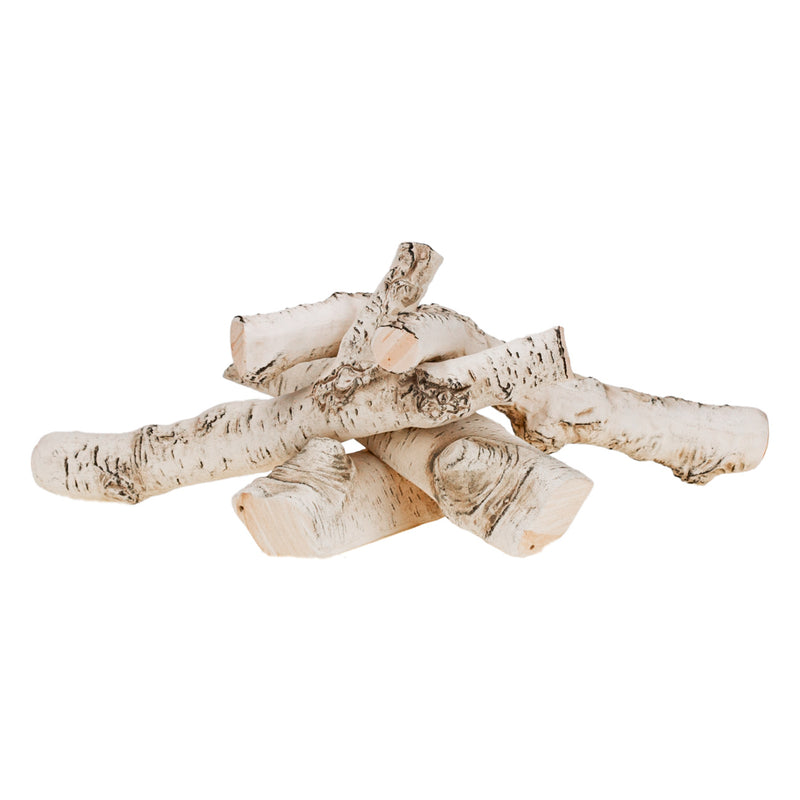 Set 4 pz Legna grande decorativa in ceramica betulla per camino a bioetanolo