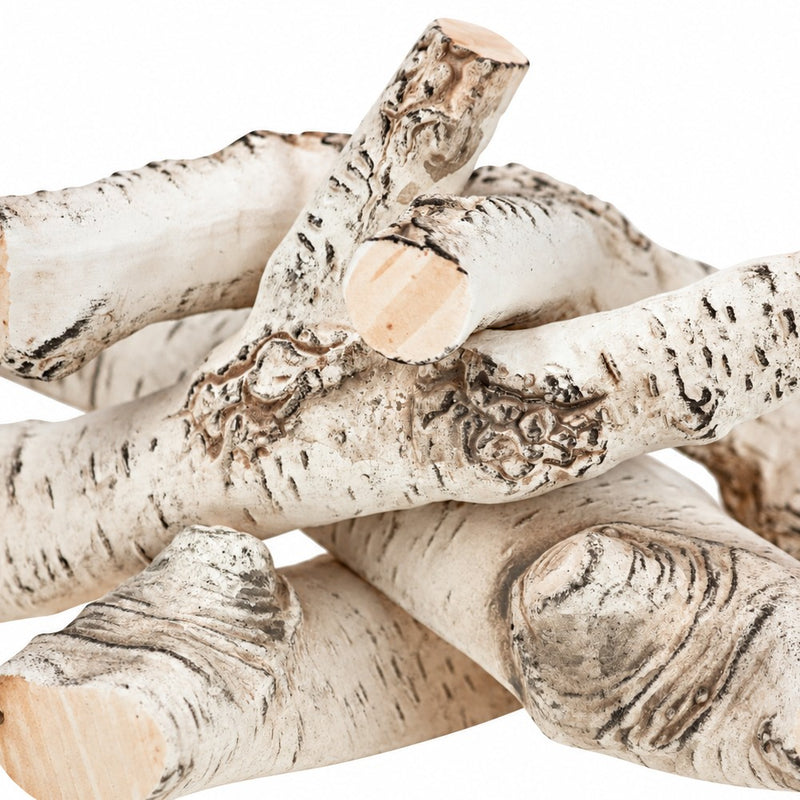 Set 4 pz Legna grande decorativa in ceramica betulla per camino a bioetanolo