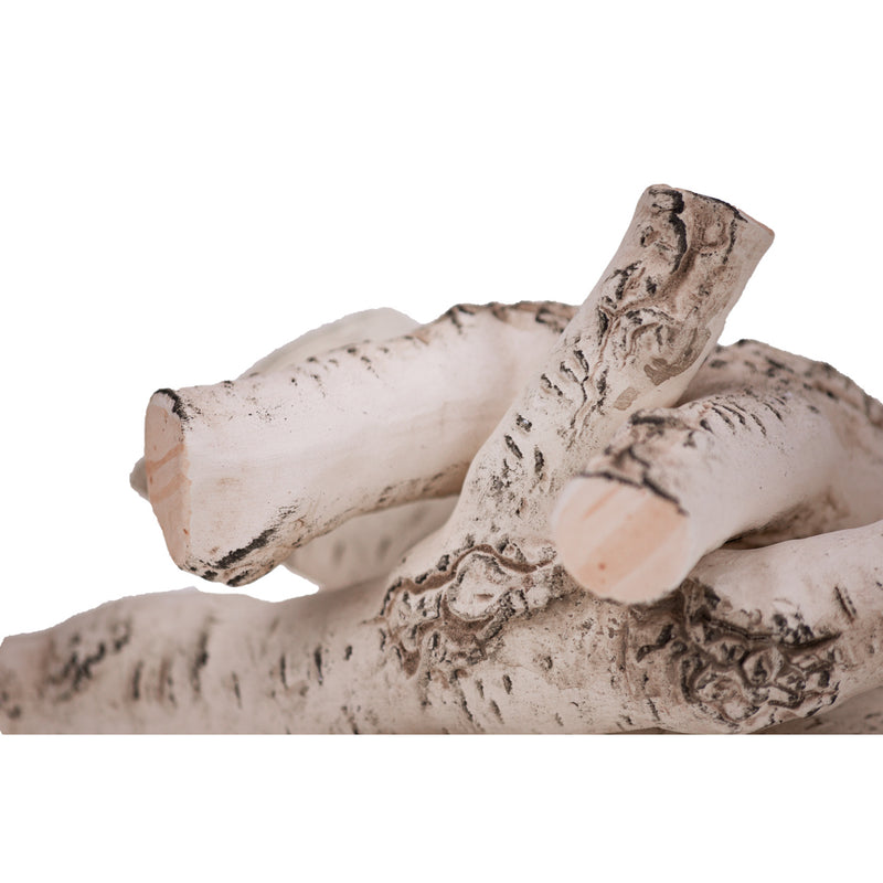 Set 4 pz Legna grande decorativa in ceramica betulla per camino a bioetanolo