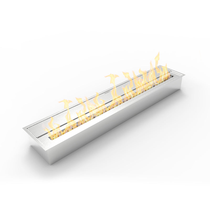 Bruciatore per camino a bioetanolo da incasso in acciaio inox 7 lt 91,5X18,7XH9,5 cm