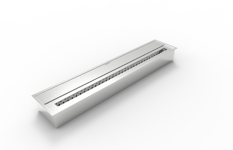 Bruciatore per camino a bioetanolo da incasso in acciaio inox 7 lt 91,5X18,7XH9,5 cm