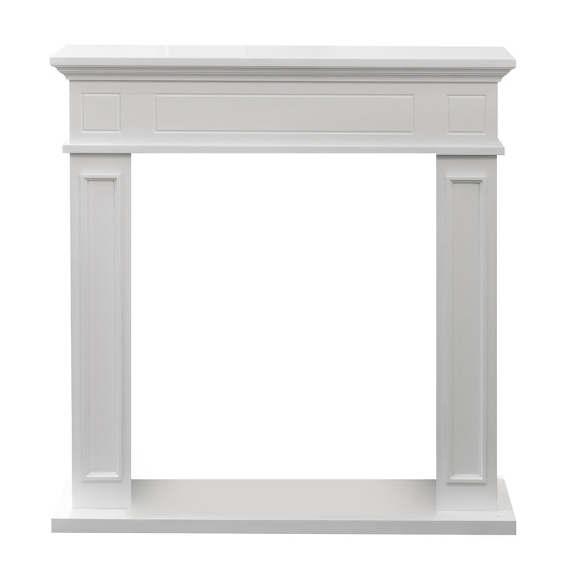 Cornice per camino rivestimento in legno L89,5xH90,5xP28 Jefferson Bianco