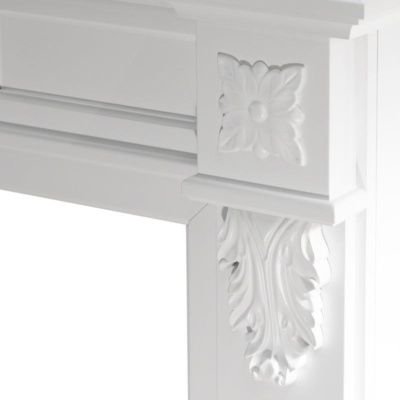 Cornice per camino rivestimento in legno L121xP38xH108 Truman Bianco
