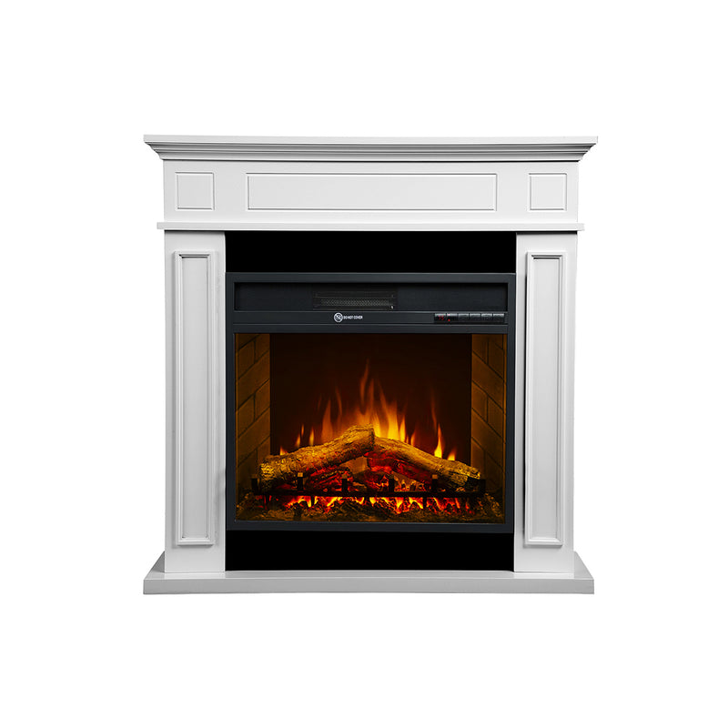 Camino elettrico caminetto da terra JEFFERSON in legno Bianco L89,5 x P28 x H90,5