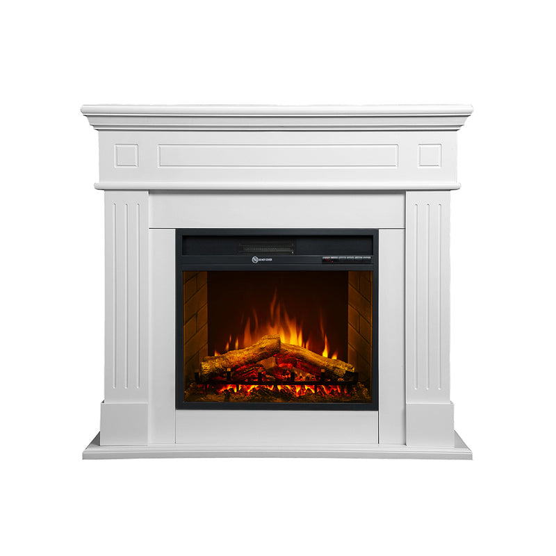 Camino elettrico caminetto da terra CAMBRIDGE in legno Bianco 110x36x100h