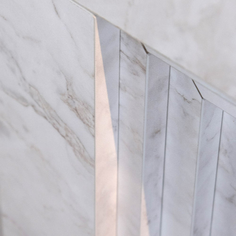Camino a bioetanolo da terra BELLINI in legno effetto Marmo Bianco Made in Italy L96 x P35 x H96