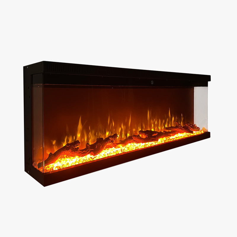 Camino elettrico da parete caminetto a incasso 3 Lati BOSTON130 L127 x P20 x H44
