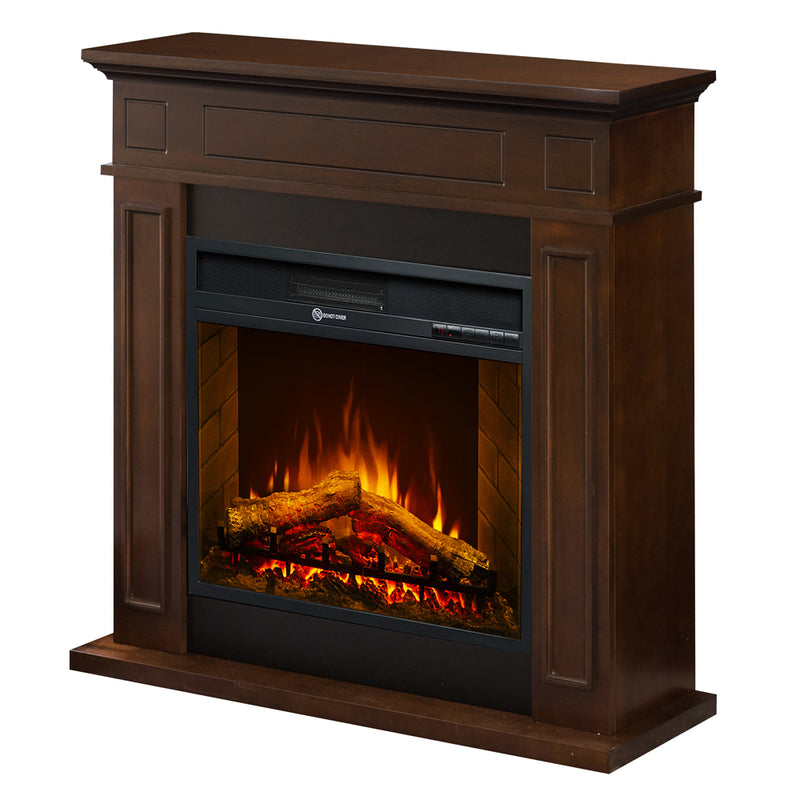 Camino elettrico da terra JEFFERSON in legno Noce L 89,5 x H90,5 x P28