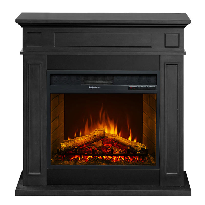 Camino elettrico da terra JEFFERSON in legno Nero L 89,5 x H90,5 x P28