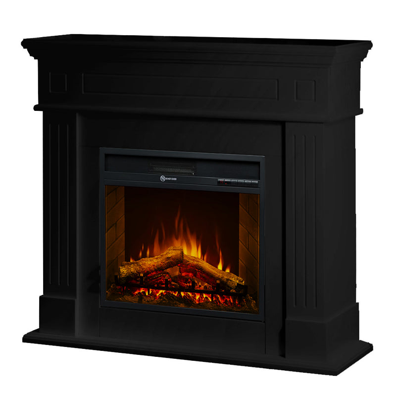 Camino elettrico da terra CAMBRIDGE in legno Nero 110x36x100h