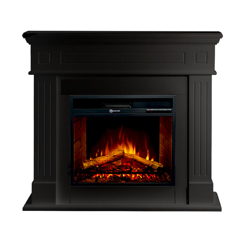 Camino elettrico da terra CAMBRIDGE in legno Nero 110x36x100h