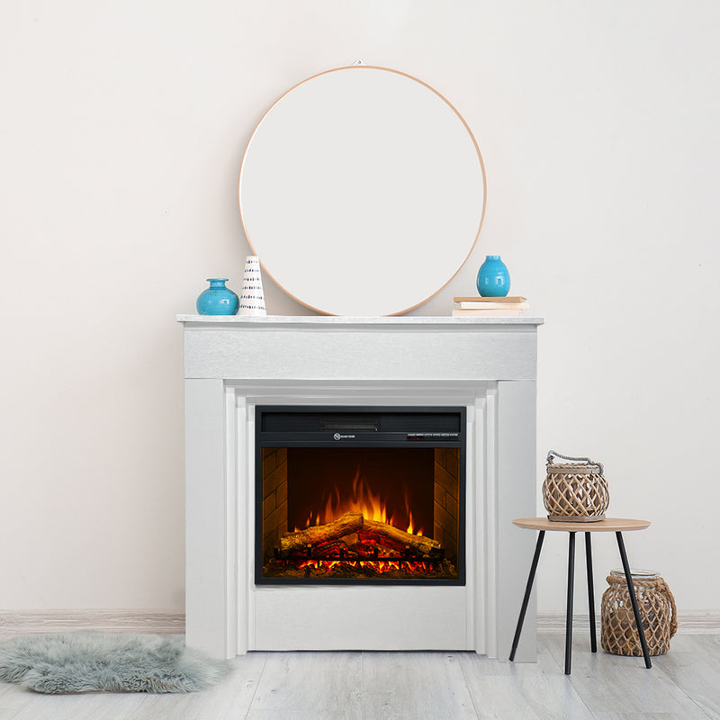 Camino elettrico da terra BELLINI in legno Bianco L96 x P35 x H96