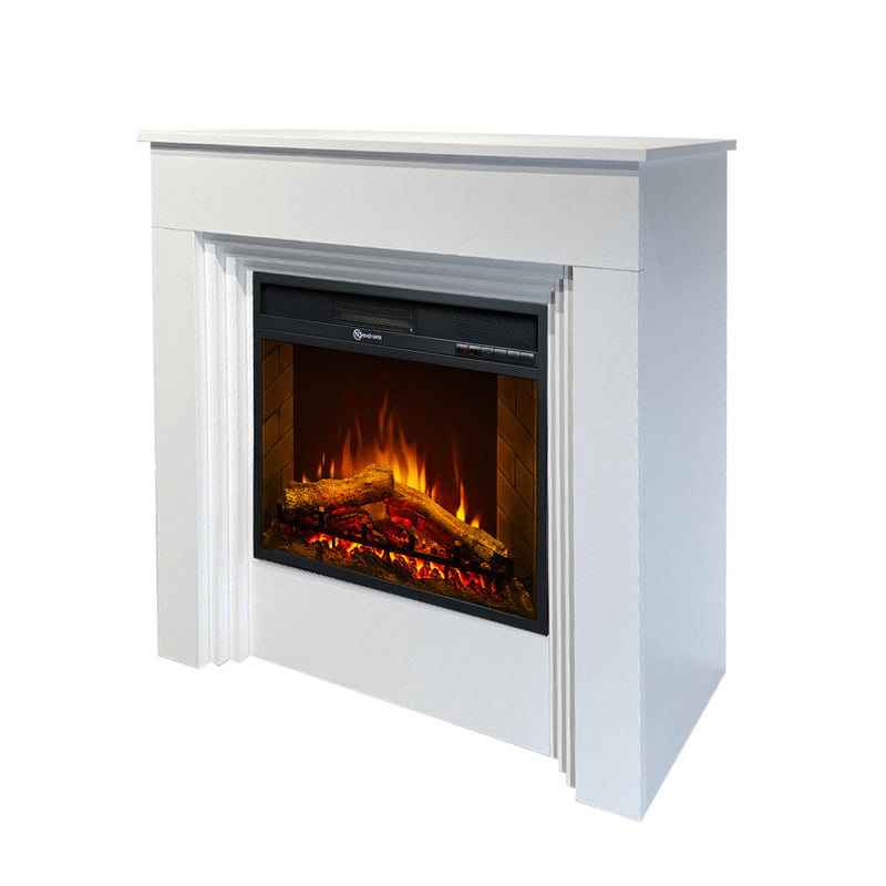 Camino elettrico da terra BELLINI in legno Bianco L96 x P35 x H96