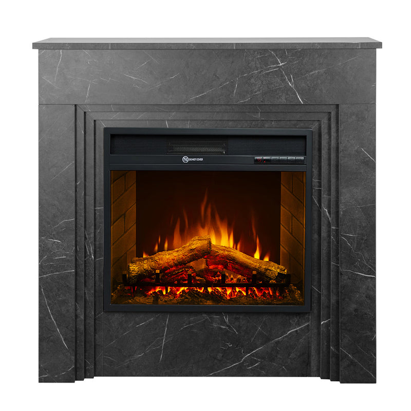 Camino elettrico da terra BELLINI in legno effetto Marmo Nero L96 x P35 x H96