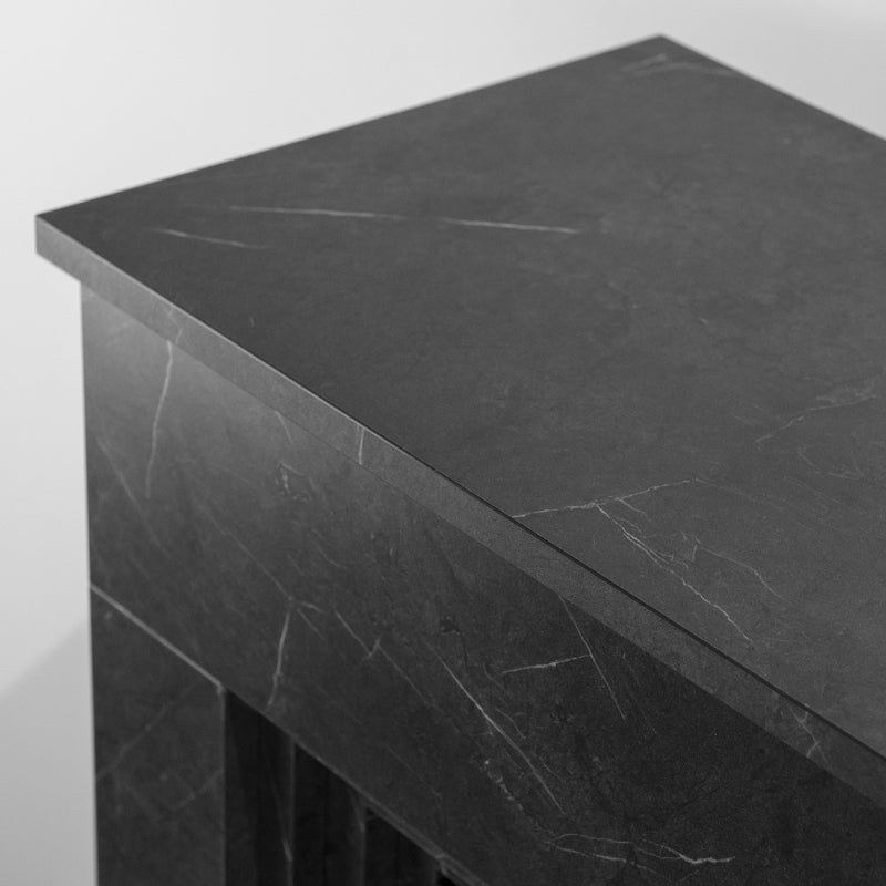 Camino elettrico da terra BELLINI in legno effetto Marmo Nero L96 x P35 x H96