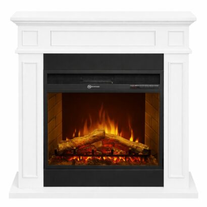 Camino elettrico caminetto da terra JEFFERSON in legno Bianco L89,5 x P28 x H90,5