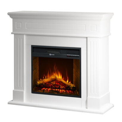 Camino elettrico caminetto da terra CAMBRIDGE in legno Bianco L110 x P25 x H95