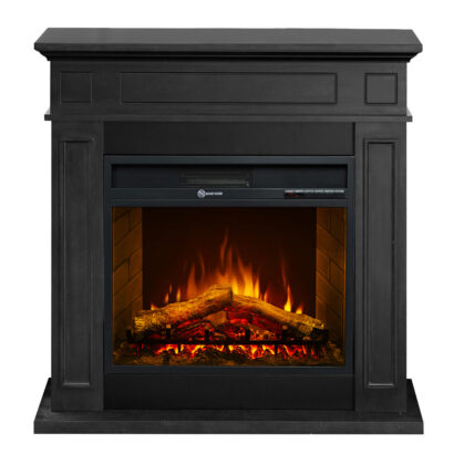 Camino elettrico da terra JEFFERSON in legno Nero L 89,5 x H90,5 x P28