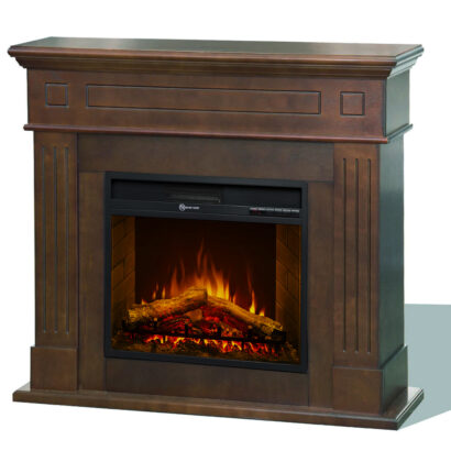 Camino elettrico da terra CAMBRIDGE in legno Noce 110x36x100h