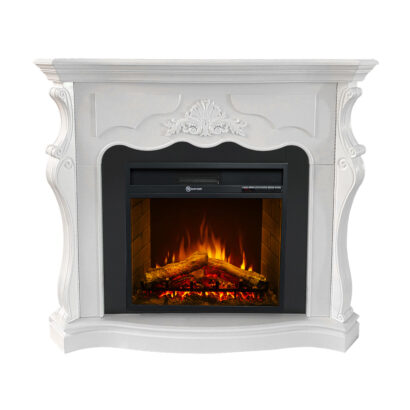Camino elettrico caminetto da terra PARIGI in legno Bianco L123xP39xH100